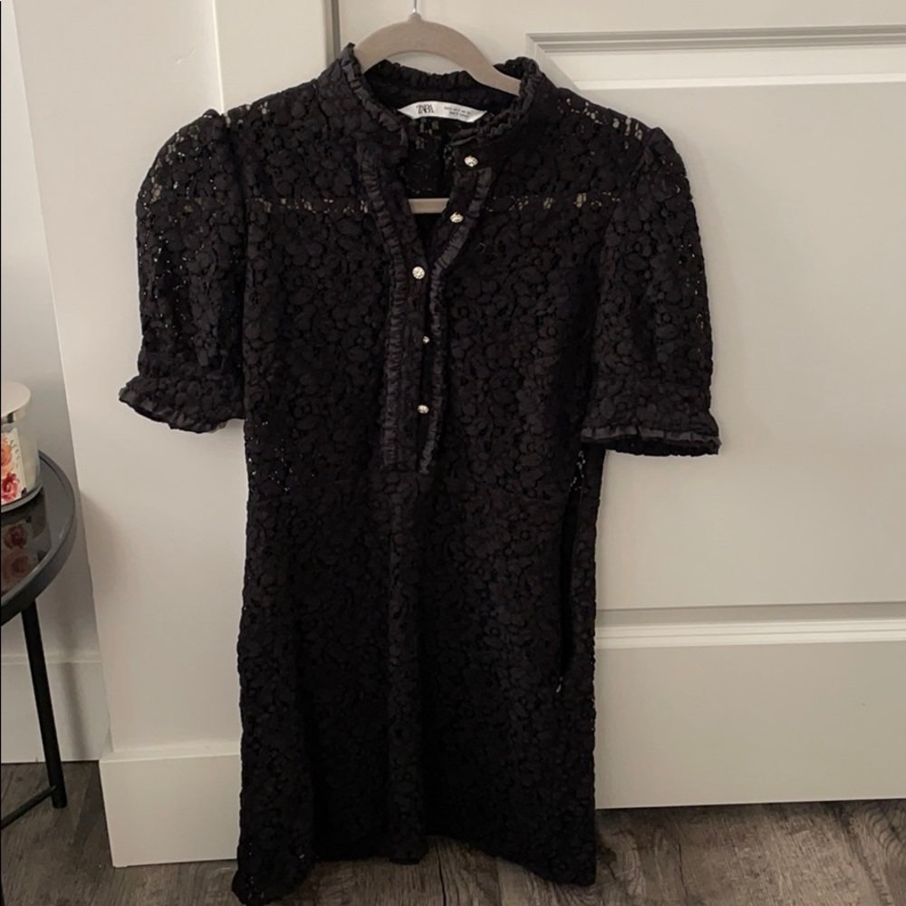 Black Zara Flower Pattern Dress